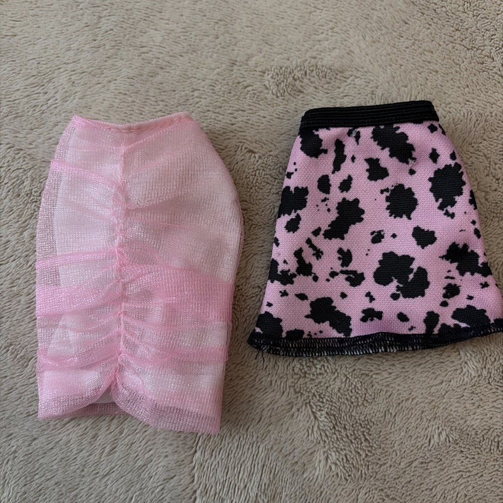 Lot Of 2 Barbie Skirts Clothes Fashion Doll - Pencil‎ Skirt & Pink Cow Print B13